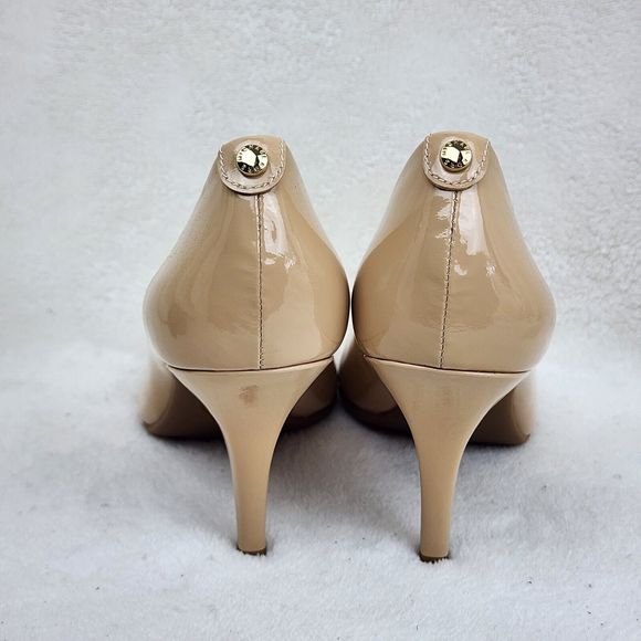 Michael Kors Flex Patent Leather Pointed Toe Mid Stiletto Light Blush Pumps 9 - Picture 3 of 10